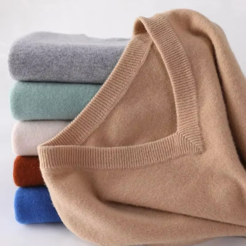Men's V-Neck Wool Blend Sweater – Warm Knit Pullover, Winter Casual Fit, Sizes up to 5XL
