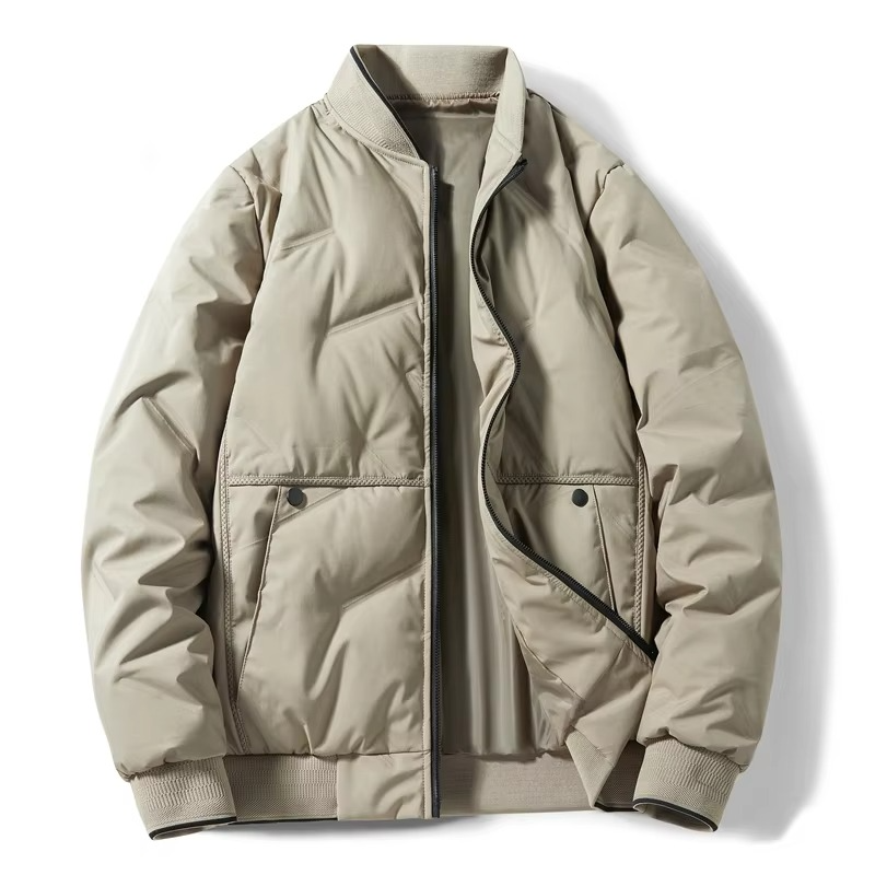 Men's Lightweight Down Jacket with Baseball Collar for Winter Warmth and Everyday Comfort