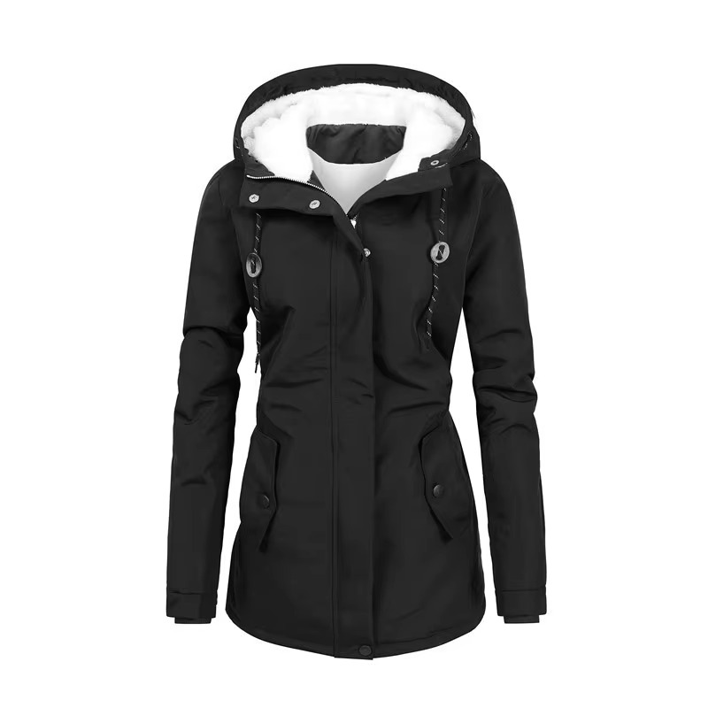Women’s Retro Fleece Lined Mid-Length Hooded Winter Parka