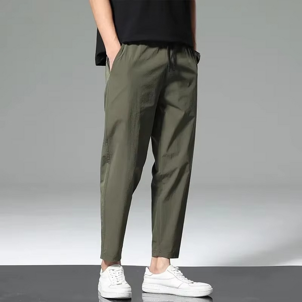 Men's Lightweight Ice Silk Quick Dry Elastic Pants for Summer Comfort