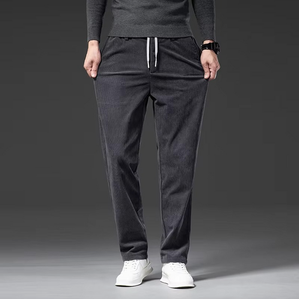 Men's Corduroy Elastic Waist Straight-Leg Pants – Classic Casual Work Trousers for Spring and Fall