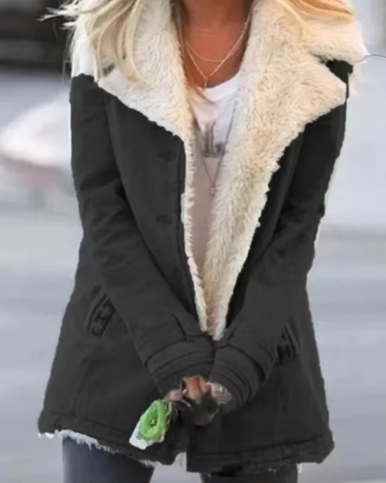 Women's Plush Lapel Coat Jacket – Cozy Autumn Winter Parka