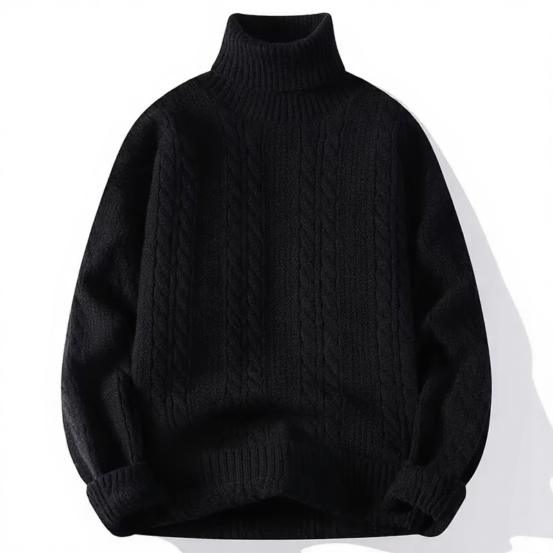 Autumn Winter Vintage Men's Solid Turtleneck Knit Sweater