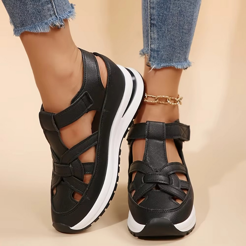 Women's Comfortable Solid Color Open Toe PU Fashion Sandals