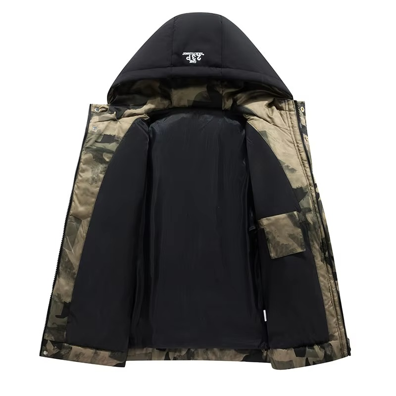 Men's Winter Windproof Hooded Parka Jacket With Multi-Pockets, Sizes M–5XL
