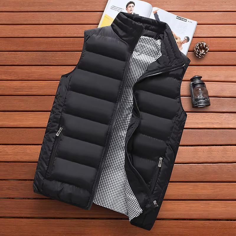Men's Windproof Down Cotton Vest Winter Warm Sleeveless Jacket