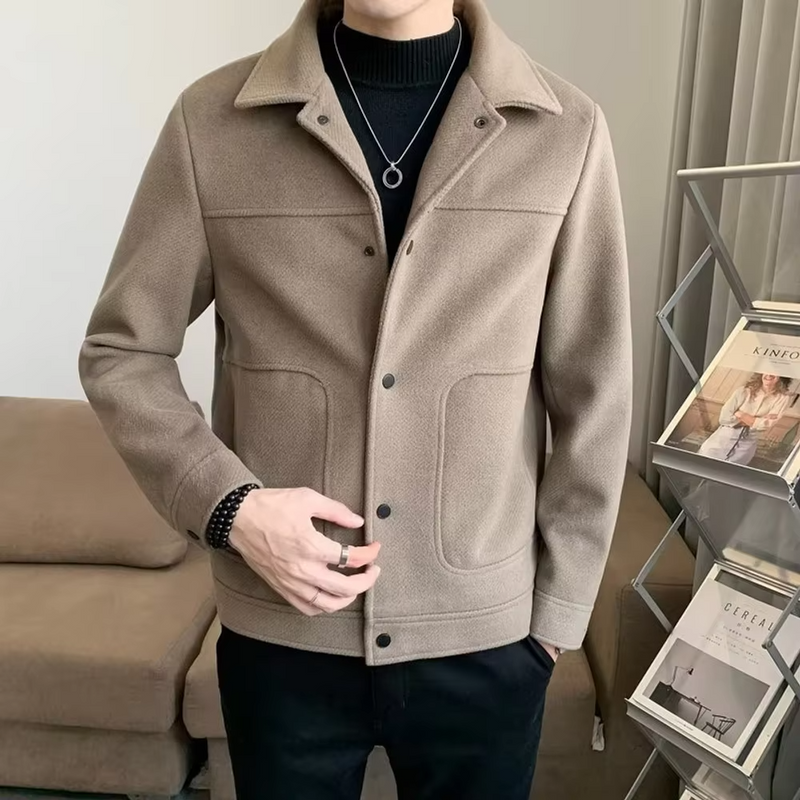 Men's Four Seasons Korean Style Slim Fit Wool Blend Short Jacket