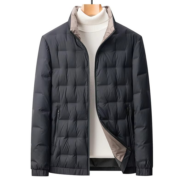 Men's 2024 Solid Color Stand Collar Slim Fit Goose Down Jacket