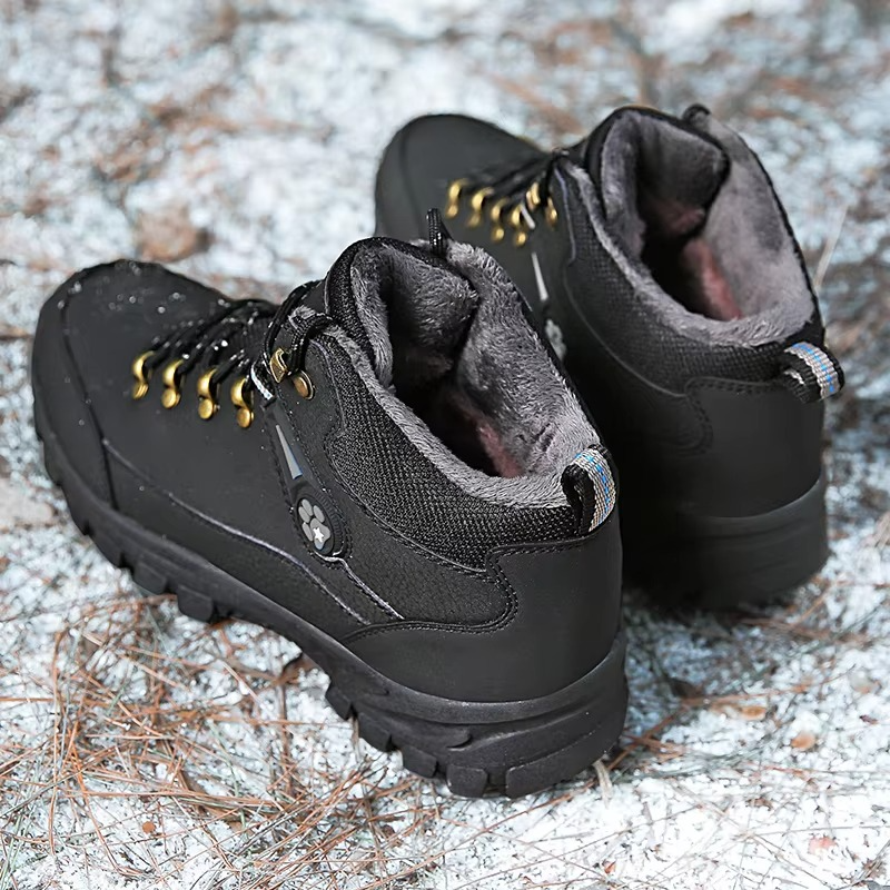 Men's Winter Hiking Boots, Outdoor Waterproof Mid-Top with Anti-Slip Sole