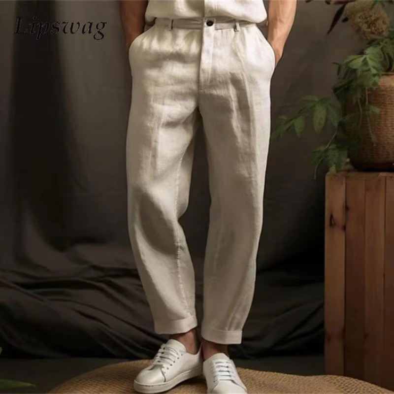 Men's Breathable Linen Blend Casual Trousers