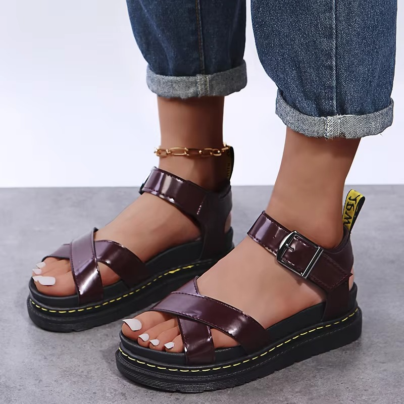 2025 Summer Soft Leather Platform Wedge Sandals for Women