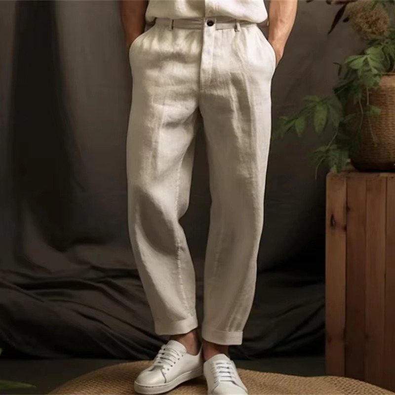 Men's Breathable Linen Blend Casual Trousers
