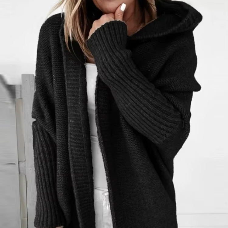 Cozy Long Hooded Knitted Cardigan for Women
