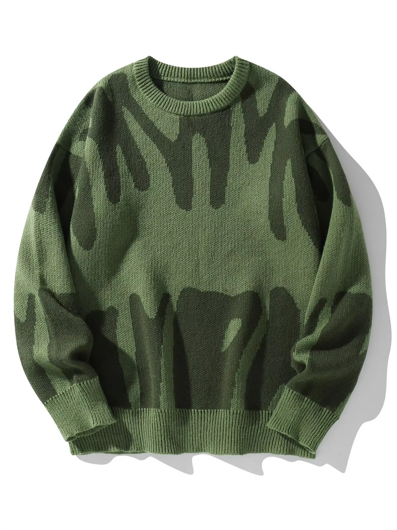 Men's Autumn Winter Jacquard Pattern Contrast Knit Pullover