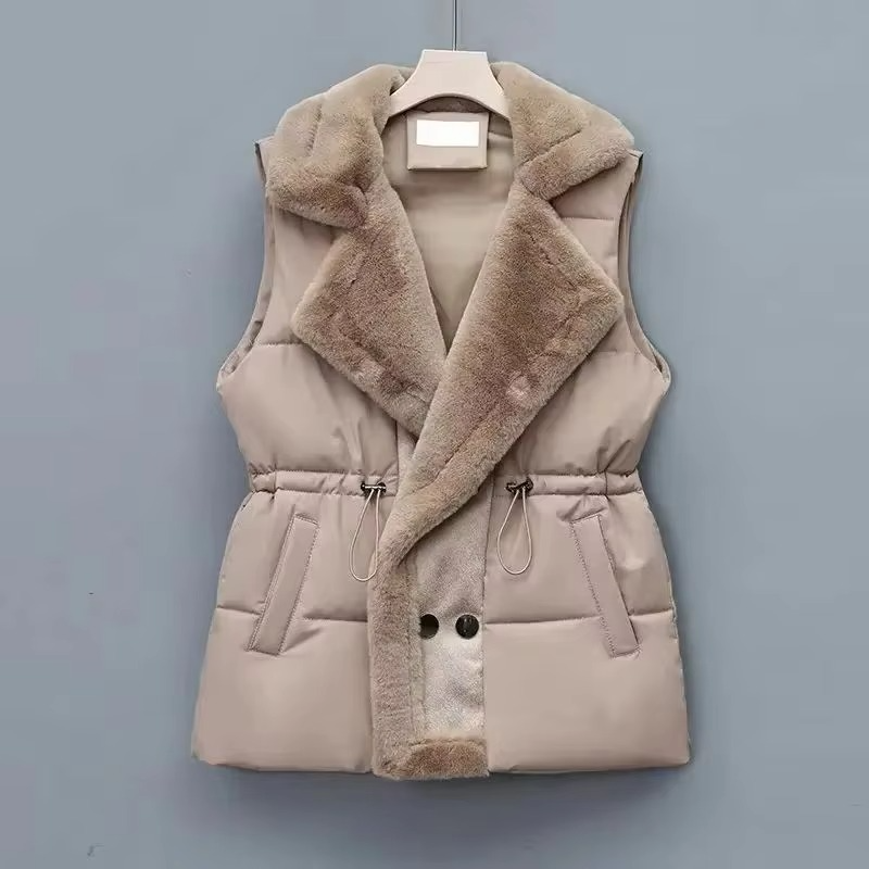 Autumn Winter 2025 Women's Sleeveless Down Cotton Vest with Suit Collar