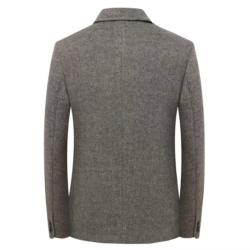 Men’s Elegant Wool Tweed Blazer in Beige, Coffee, and Gray – Business Casual Winter Jacket