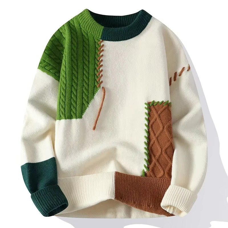 2025 Mens Streetwear Ripped Knit Sweater Warm Hip Hop Pullover for Winter and Autumn