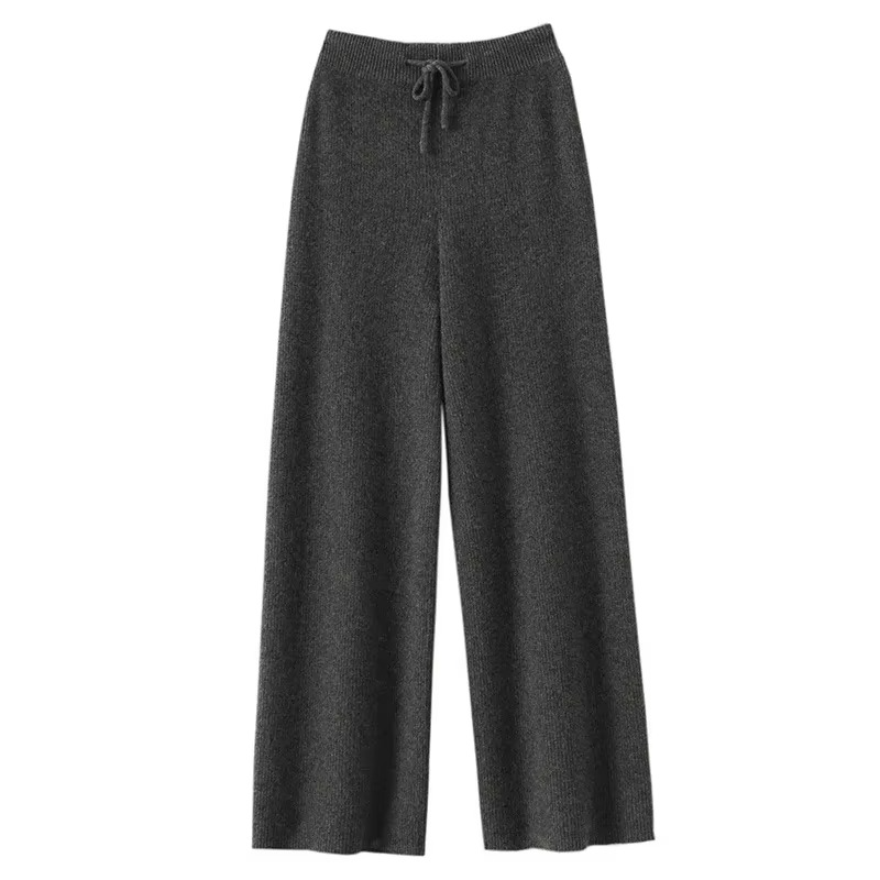 Women's High Waist Wide-Leg Woolen Knit Pants – Soft Comfort for Fall and Winter