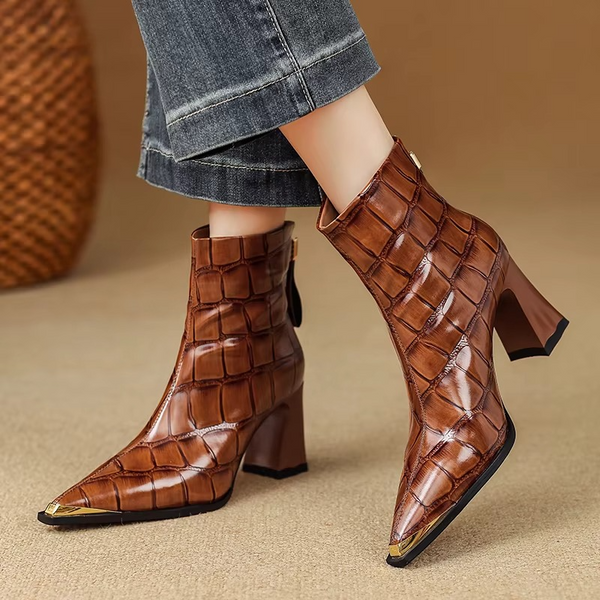 Elegant Retro Genuine Leather Ankle Boots for Women