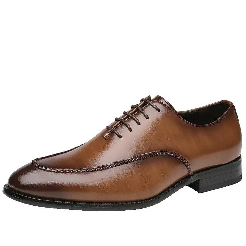 Modern Men’s Pointed Toe Lace Up Dress Shoes in Black or Brown