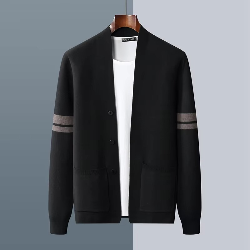Men's Casual Wool Knit V-Neck Cardigan Sweater for Fall and Winter