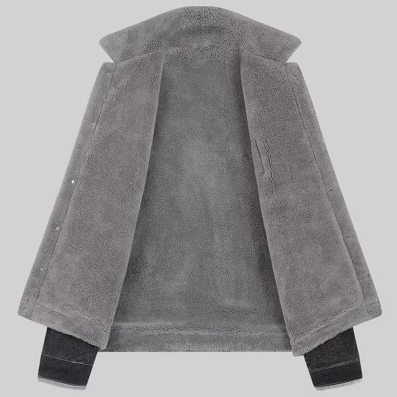 Men's Fleece-Lined Denim Jacket, Winter Thick Warm Casual Coat, Sizes M-4XL