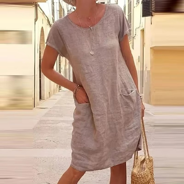 Women's Relaxed Fit Solid Color Pocket Dress for Effortless Summer Style
