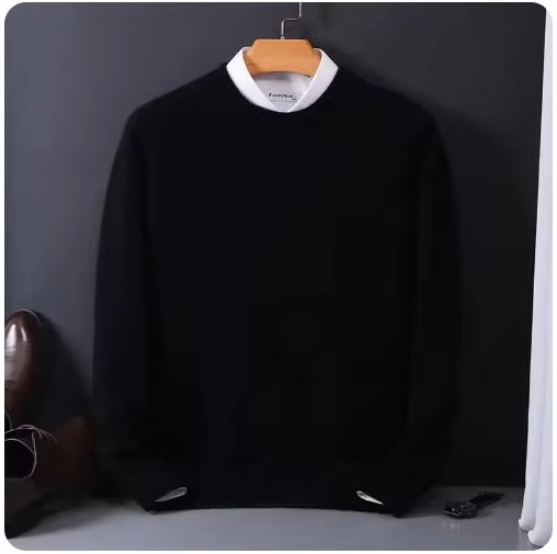 Classic Cashmere O-Neck Men's Sweater Soft Warm Knitted Pullover