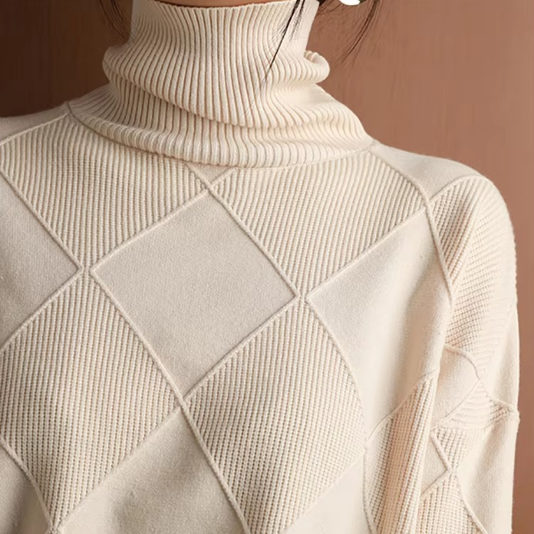 Womens Turtleneck Oversized Knit Sweater Pullover Long Sleeve Solid Jumper Top