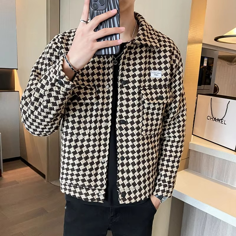 Men's Cargo Lattice Jacket, Y2K Designer Harajuku Aesthetic Winter Coat