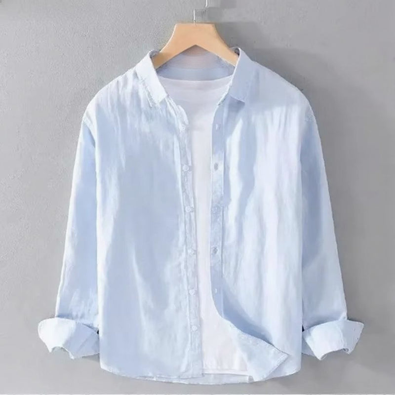 Men's Lightweight Cotton Linen Long Sleeve Casual Shirt