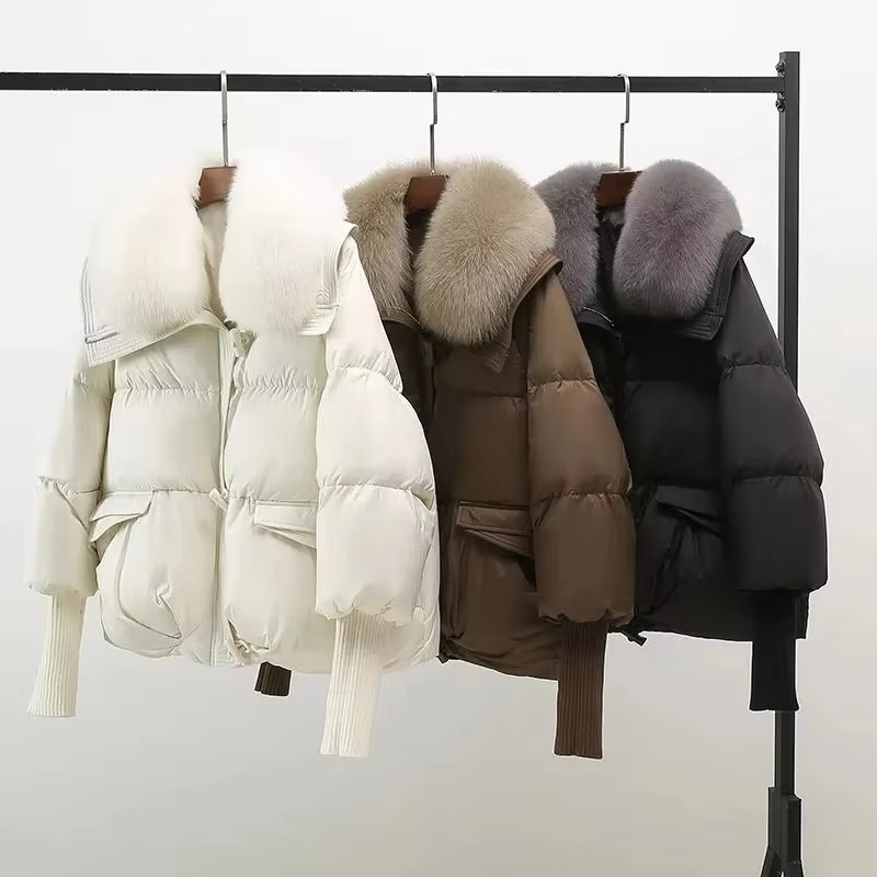 Women's 2025 Winter Parka Coat with Big Faux Fur Collar – Warm Down Cotton Outerwear