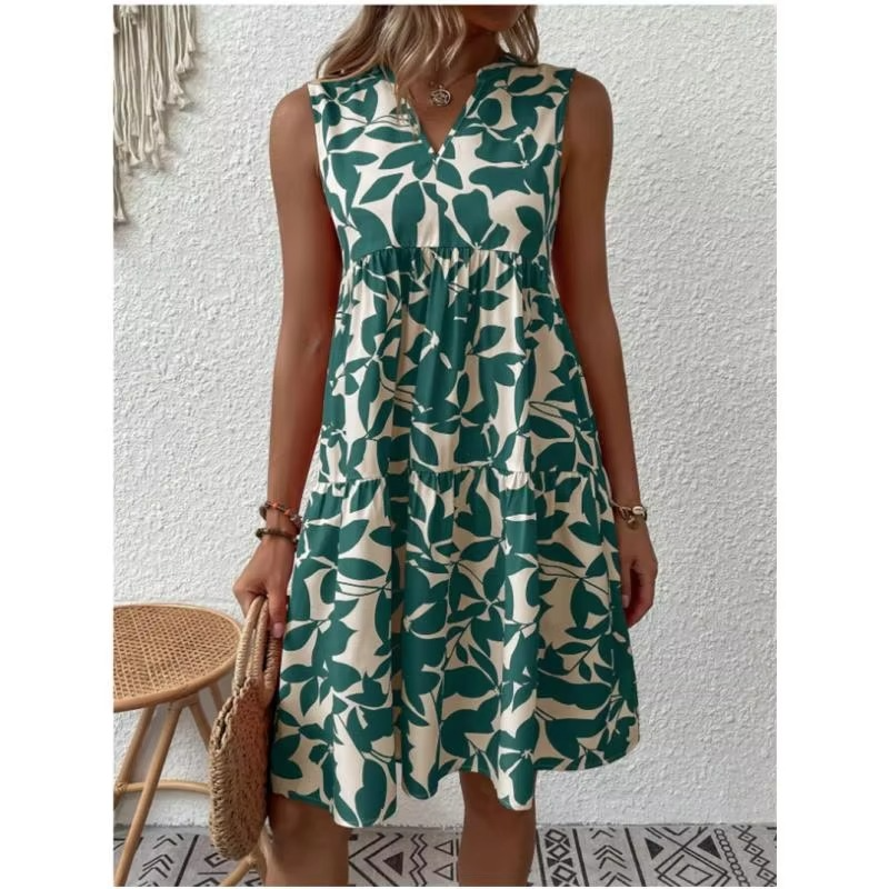 Summer Floral High Waist A-Line Midi Skirt for Women