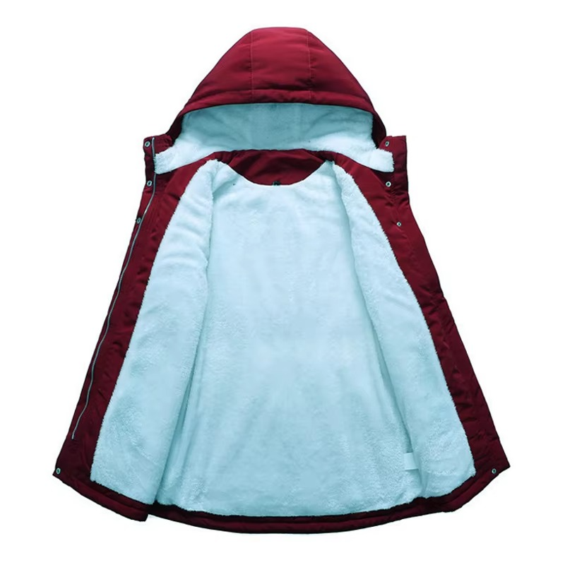 Women’s Retro Fleece Lined Mid-Length Hooded Winter Parka