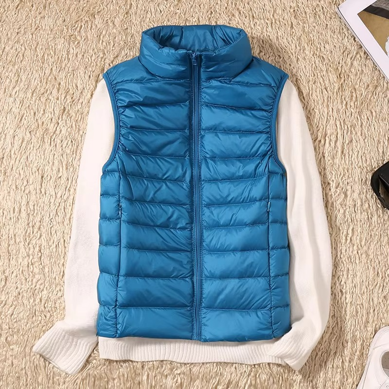 Women's Cropped Sleeveless Down Puffer Vest, Lightweight Nylon Winter Jacket