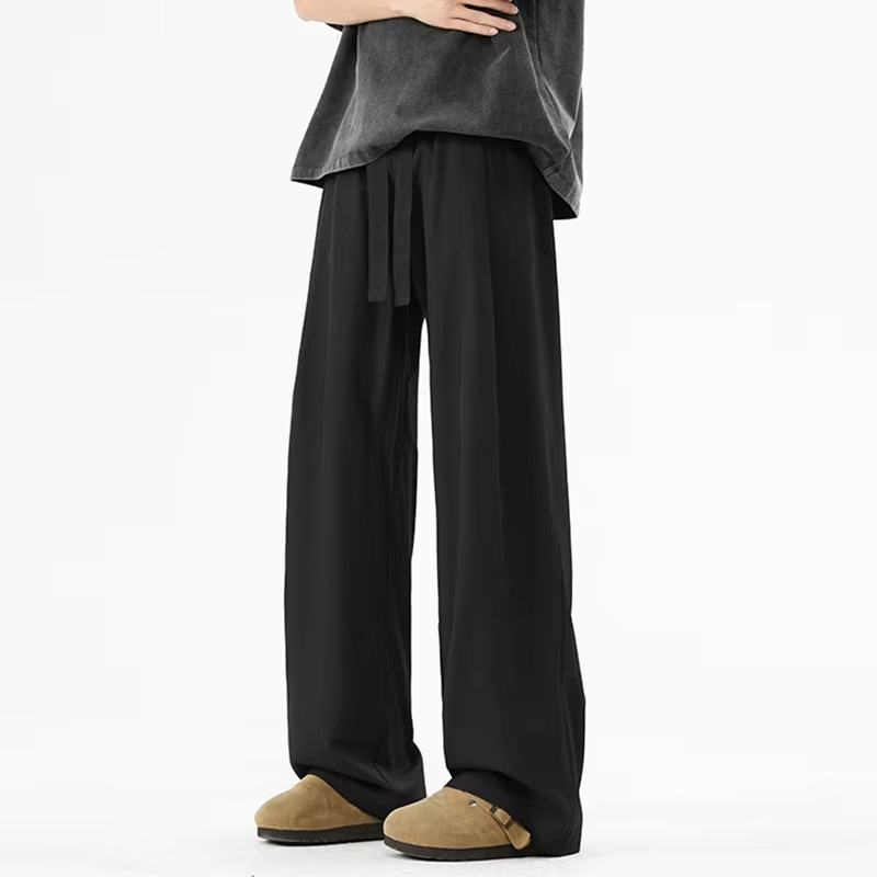 Men's Wide Leg Quick Dry Black Pants for Summer Comfort