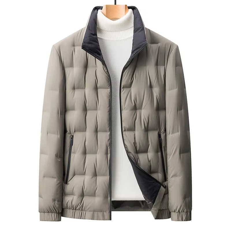 Men's 2024 Solid Color Stand Collar Slim Fit Goose Down Jacket