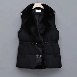 Autumn Winter 2025 Women's Sleeveless Down Cotton Vest with Suit Collar