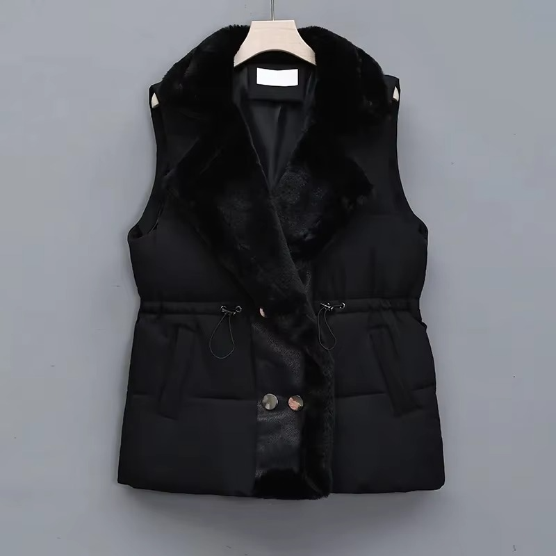 Autumn Winter 2025 Women's Sleeveless Down Cotton Vest with Suit Collar