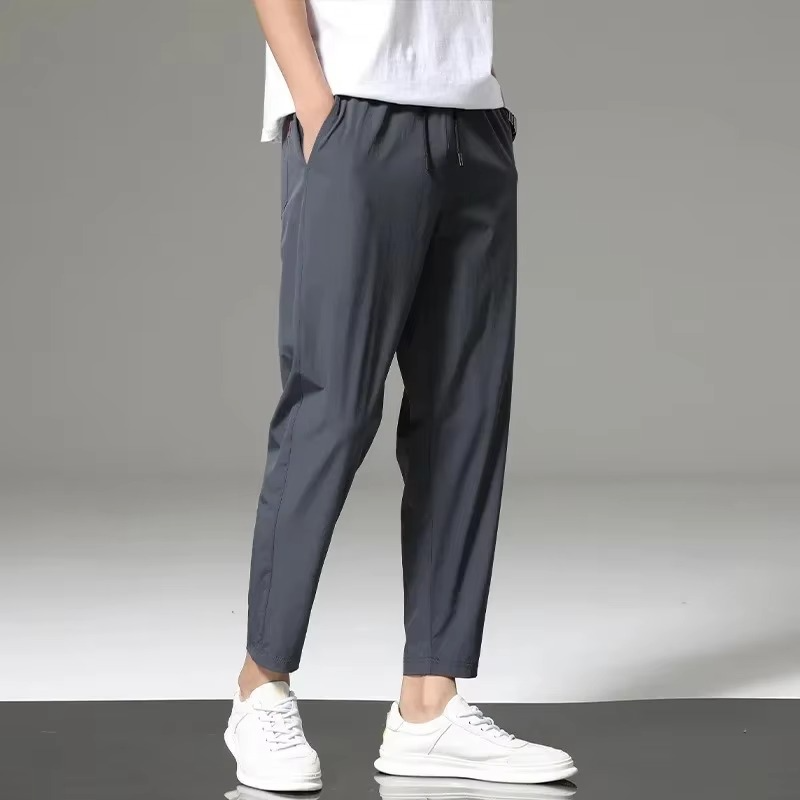 Men's Lightweight Ice Silk Quick Dry Elastic Pants for Summer Comfort