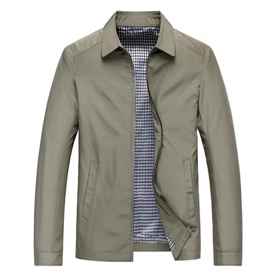 Men's Lightweight Spring Jacket, Lapel Business Casual Windbreaker for Golf and Outdoor Wear