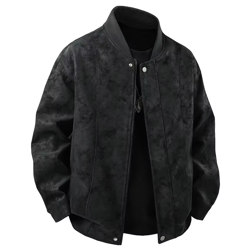 Spring 2025 Men's Lightweight Hong Kong Style Leather Jacket, Casual Youth Streetwear