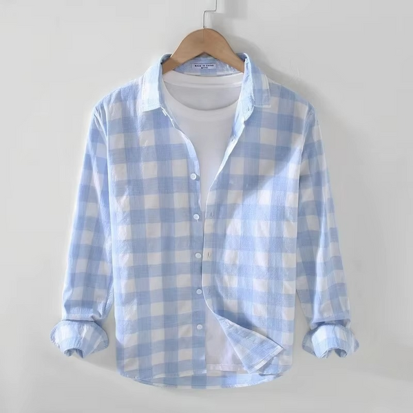 2025 Spring Summer Plaid Long Sleeve Men’s Casual Shirt