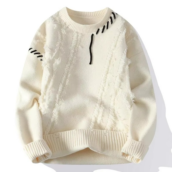 2025 Mens Streetwear Ripped Knit Sweater Warm Hip Hop Pullover for Winter and Autumn