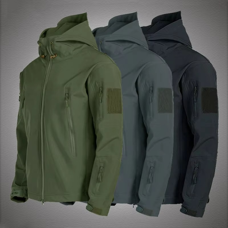 Men’s Tactical Soft Shell Military Jacket, Windproof and Waterproof Hooded Combat Coat