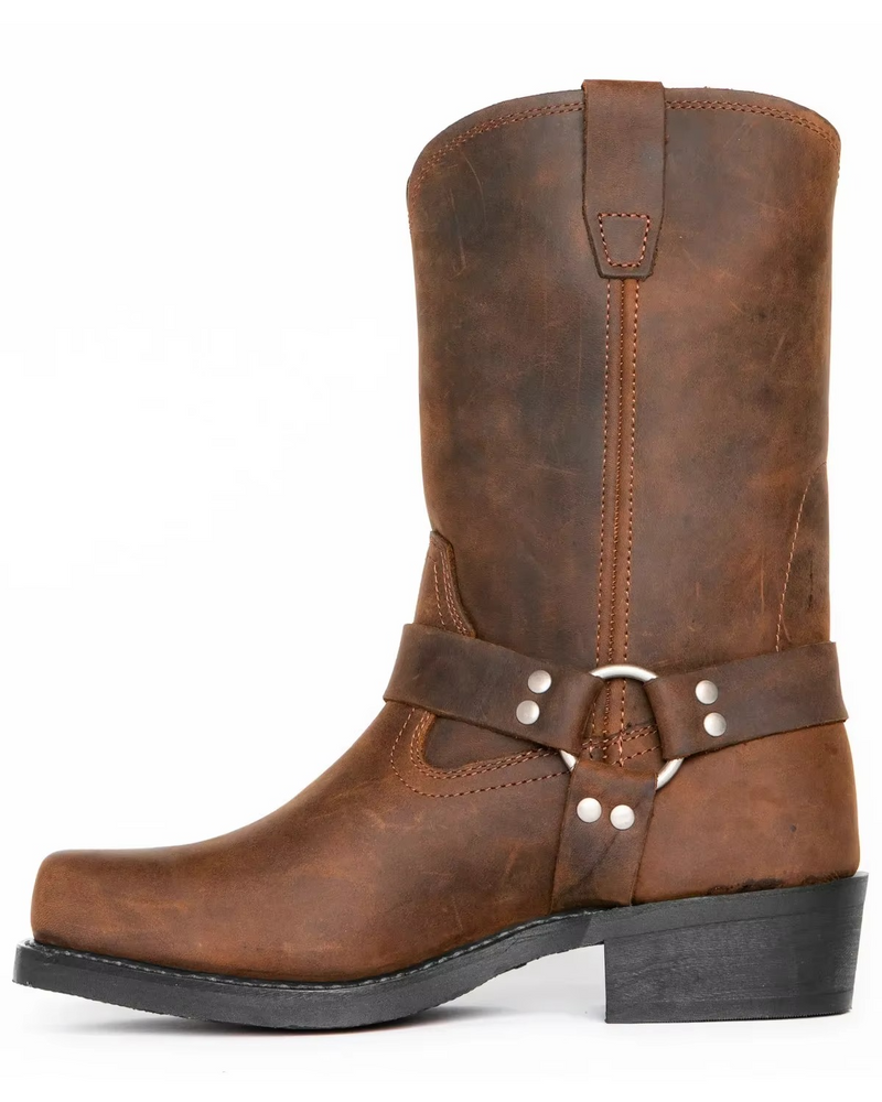 Men's Retro Western Cowboy Boots – Mid Calf PU Leather Slip-On Boots (US Sizes 6–13)