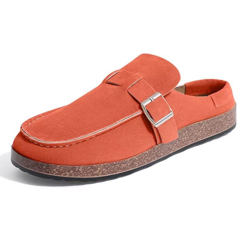 Suede Comfort Clogs for Women Adjustable Buckle Soft Insole Casual Flat Mules