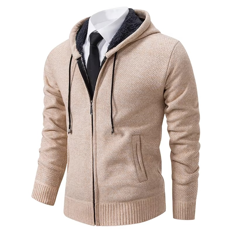Men's Fleece Lined Stand Collar Zip Cardigan — Warm Casual Sports Coat for Fall and Winter