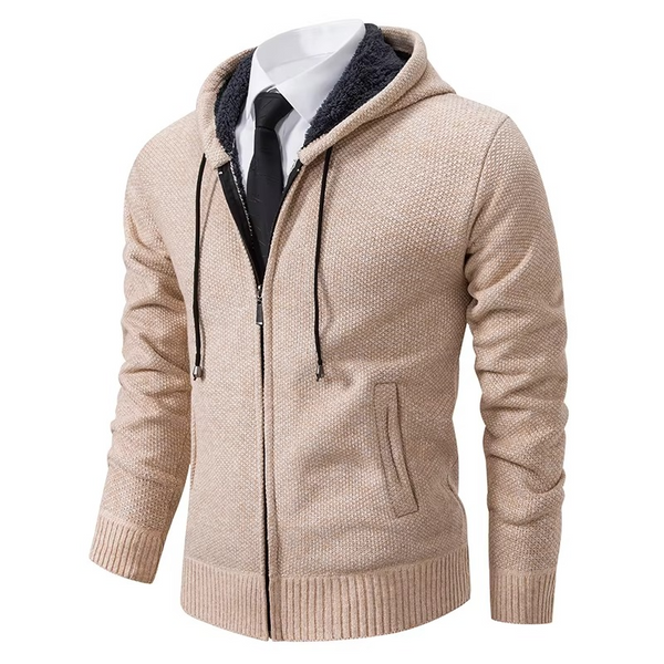 Men's Fleece Lined Stand Collar Zip Cardigan — Warm Casual Sports Coat for Fall and Winter