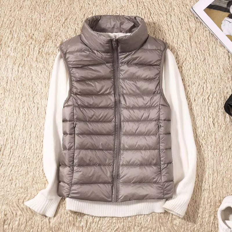 Women's Cropped Sleeveless Down Puffer Vest, Lightweight Nylon Winter Jacket